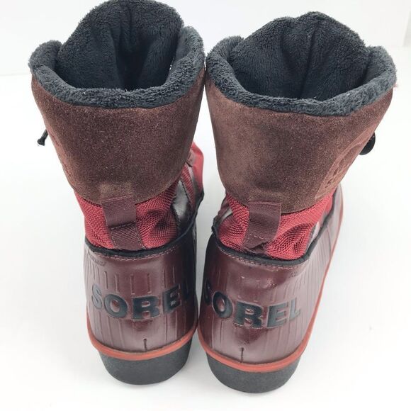 Sorel Tivoli Red Black Waterproof Insulated Lace Up Ankle Boots - Picture 9 of 16